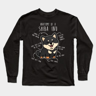 Black and Tan Shiba Inu Dog Anatomy Long Sleeve T-Shirt